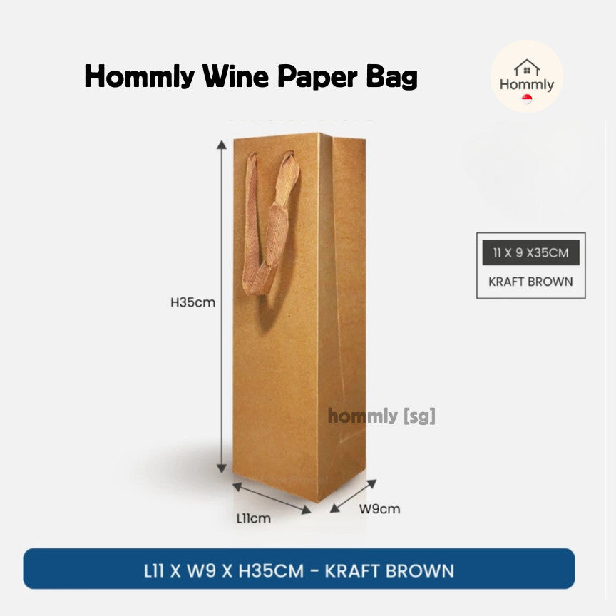 [Hommly SG Instock] Wine Paper Bag | Kraft Bottle Bag | Wine Gift Bag | Wine Bottle Carry Bag | Wine Bag | Christmas Bag