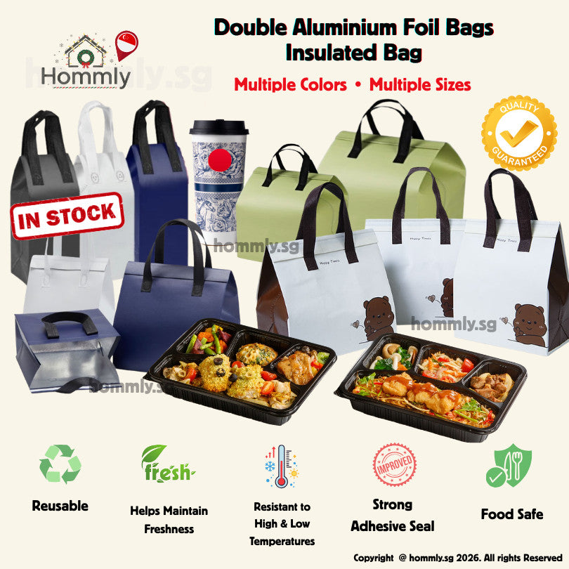 [Hommly SG Instock] Aluminum foil bag | Insulated Bag | Thermal Bag | Food Delivery Bag | Cooler bag for Frozen Food