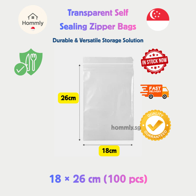 [Hommly SG Instock] Transparent Zipper Bag | Zip Bag | Zip and lock Bag | Food Storage Bag | Resealable Sealed Bag