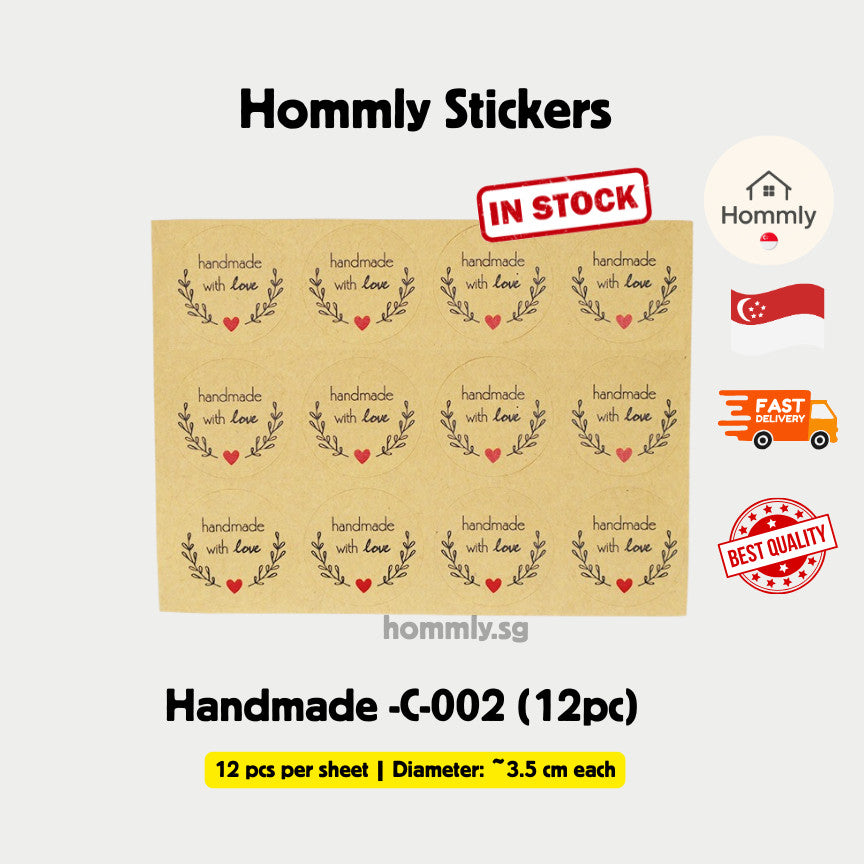 [Hommly SG Intock] Cute Thank You Stickers | Handmade Stickers | Bakery Cake Packaging Sealing Labels
