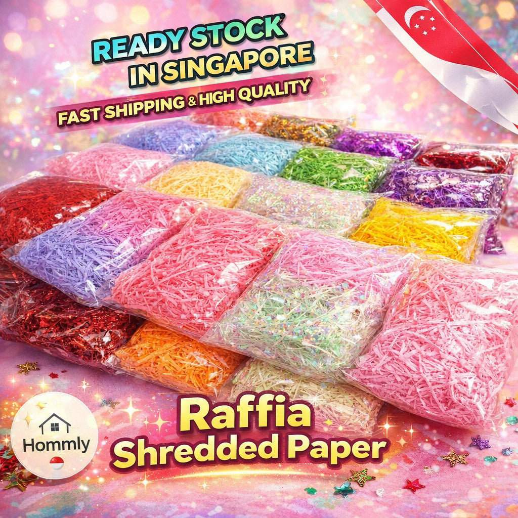 🇸🇬[Hommly SG Instock] 100g Raffia shredded paper Gift decoration packaging paper | DIY Birthday gift box filling