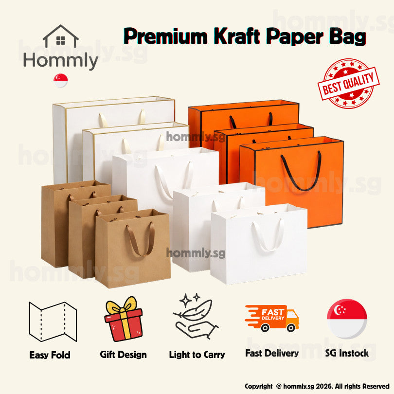 [Hommly SG Instock] Premium Kraft Paper Bag | Brown Paper Bag | Gift Paper bag | Gift Bag for Present | CNY Gift Bags