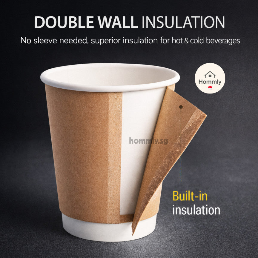 [Hommly SG Instock] 50PCS Paper Cups┃Kraft Paper Cup┃Coffee Tea Beverage Cup┃Hot Paper Cup