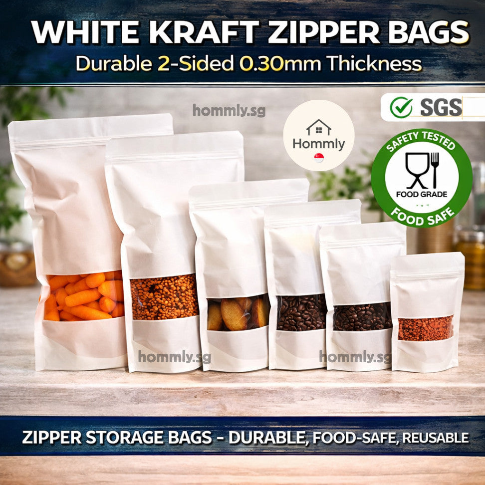 [Hommly SG Instock] Kraft Zipper Bag for Food | Food Storage Bag | Reusable Bag | Zip Bag