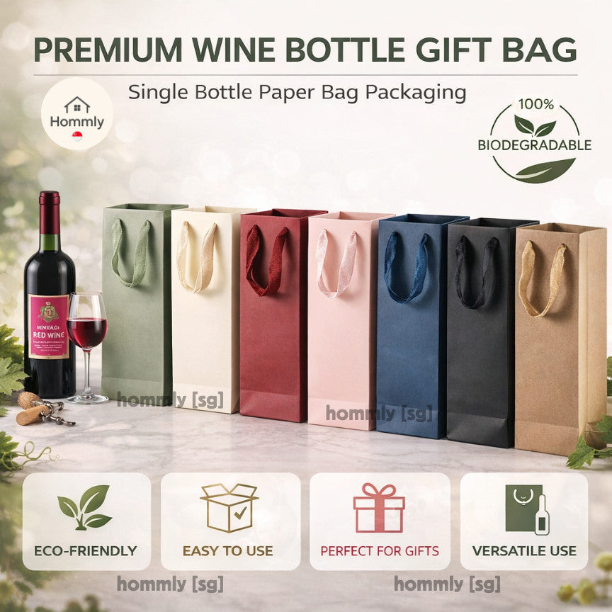 [Hommly SG Instock] Wine Paper Bag | Kraft Bottle Bag | Wine Gift Bag | Wine Bottle Carry Bag | Wine Bag | Christmas Bag