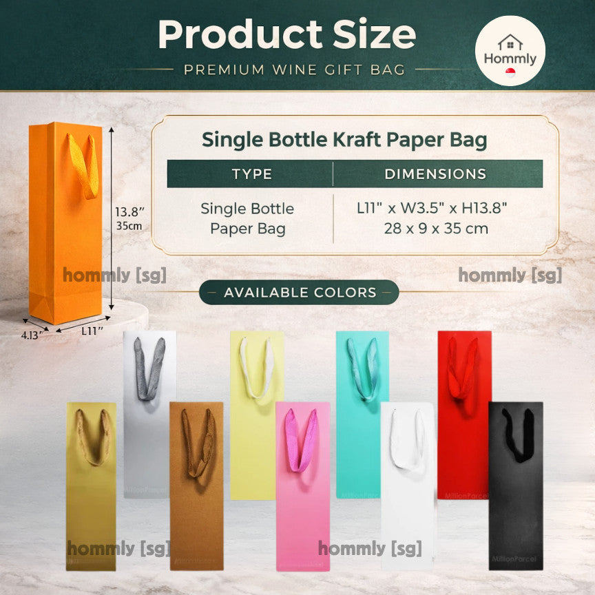 [Hommly SG Instock] Wine Paper Bag | Kraft Bottle Bag | Wine Gift Bag | Wine Bottle Carry Bag | Wine Bag | Christmas Bag