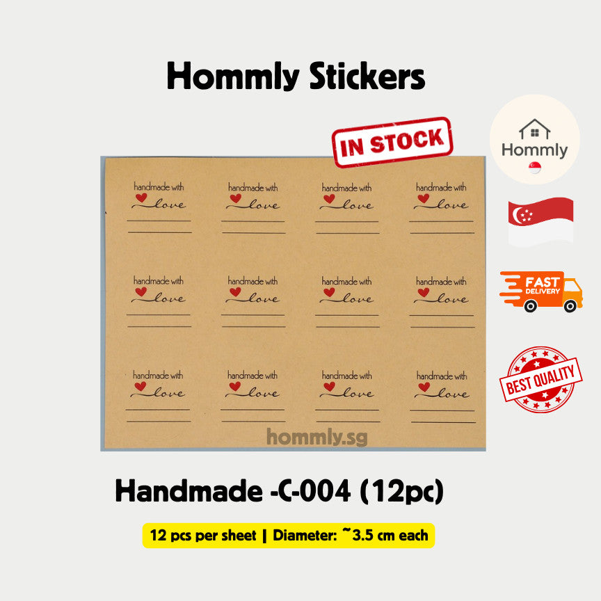 [Hommly SG Intock] Cute Thank You Stickers | Handmade Stickers | Bakery Cake Packaging Sealing Labels