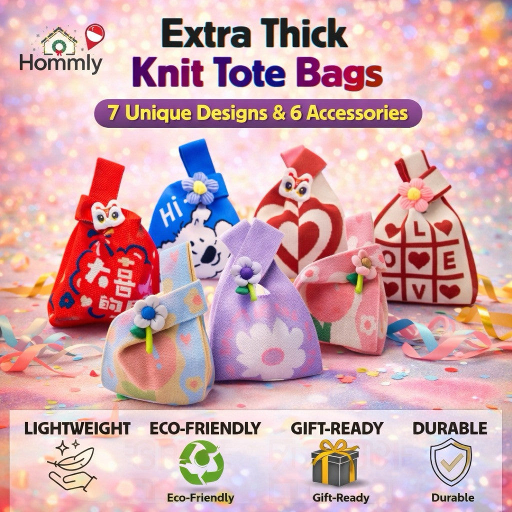 [Hommly SG Stocks] Candy Color Knit Tote Bag Women Handbags Cute Shopping Reusable Sling Bag