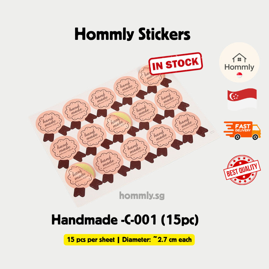 [Hommly SG Intock] Cute Thank You Stickers | Handmade Stickers | Bakery Cake Packaging Sealing Labels