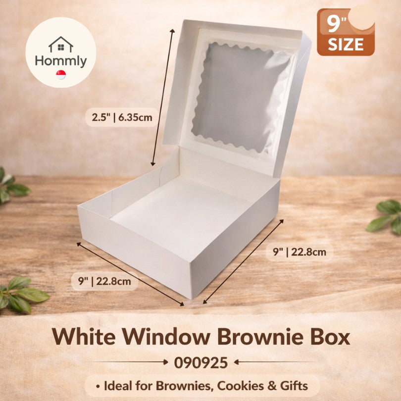 [Hommly SG Instock]  9" 10" Brownie Box Kraft Brown Window Cake Box for Weddings | Catering | Parties