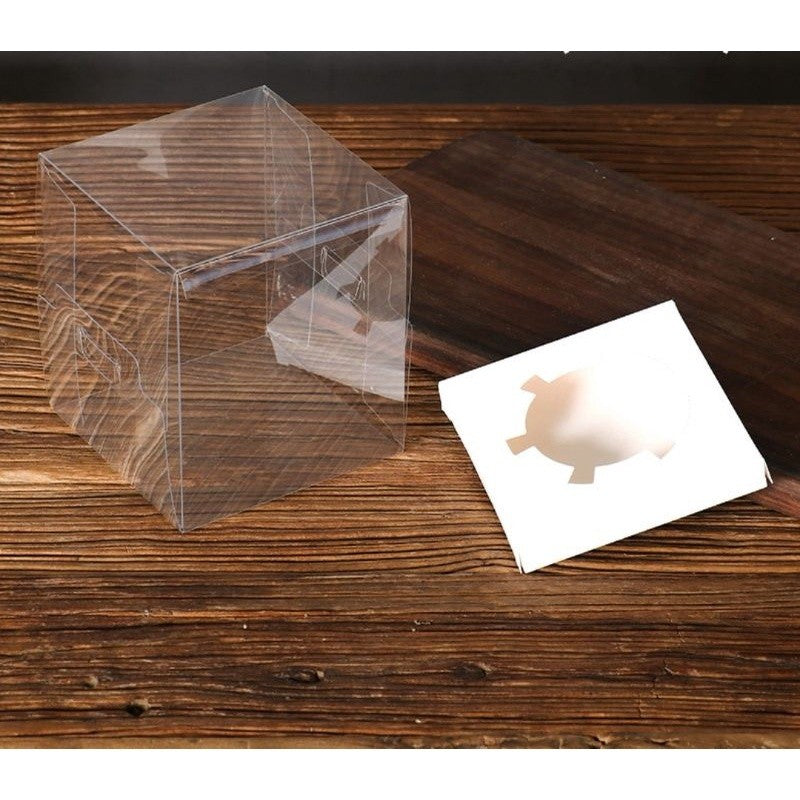 [Hommly SG Instock] 1 Cavity Single PVC Transparent Clear Cupcake Box/ Cupcake Baking Paper Cup/ Cupcake Case/ Ribbon