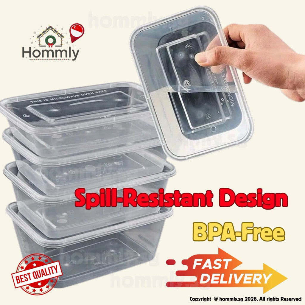 [Hommly SG Instock] Disposable Food Container with Lid | Plastic Container Food Storage | Takeaway Food Container