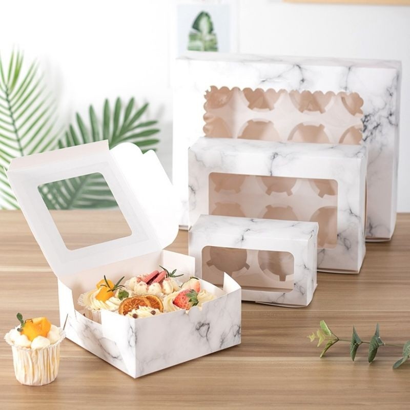 [Hommly SG Instock] 1/2/4/6/8/12/24 Cavities Window Cupcake Box/Muffin Box/Cake Box/Cupcake Liner