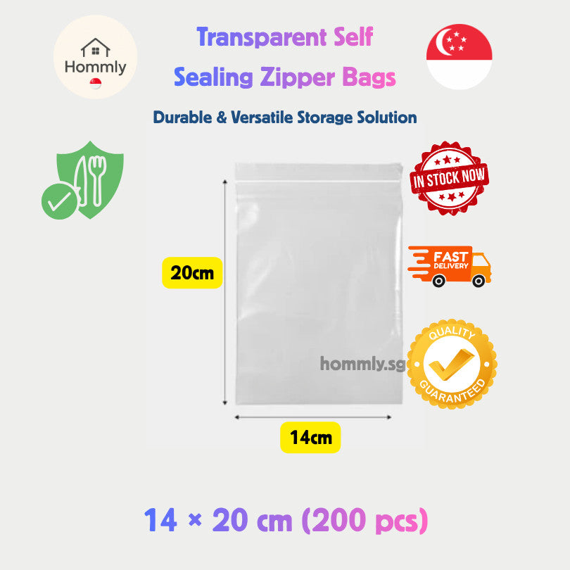 [Hommly SG Instock] Transparent Zipper Bag | Zip Bag | Zip and lock Bag | Food Storage Bag | Resealable Sealed Bag
