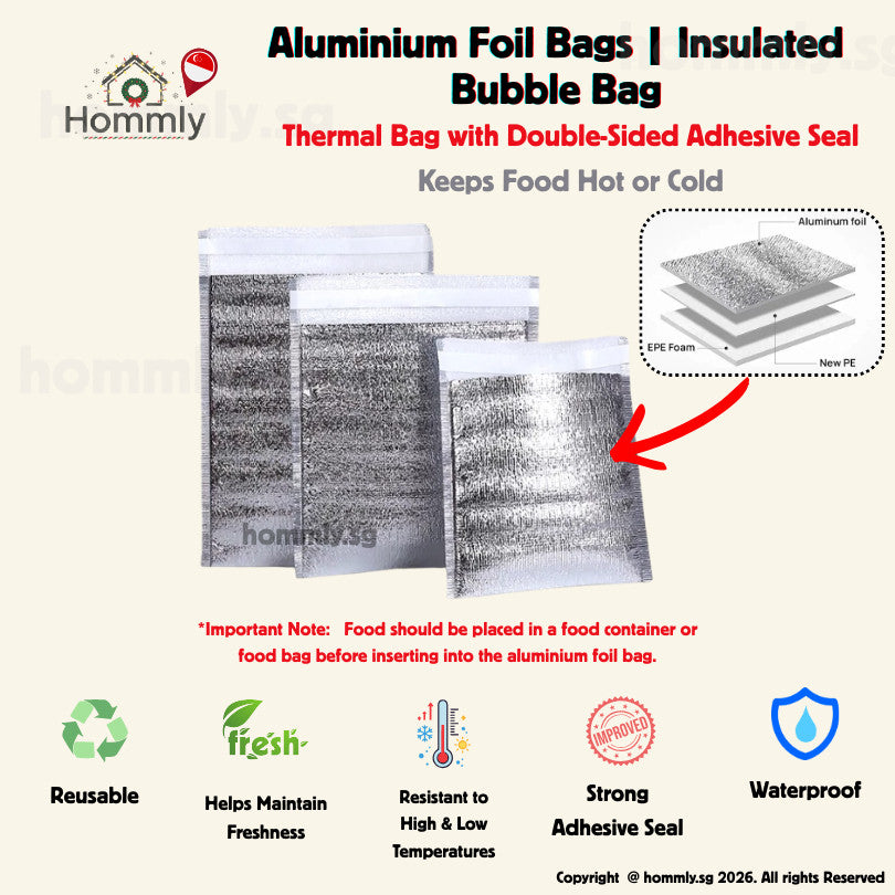 [Hommly SG Instock] Aluminium Foil Bag | Thermal Bag | Cooler Insulated Bag | Food Delivery Bag