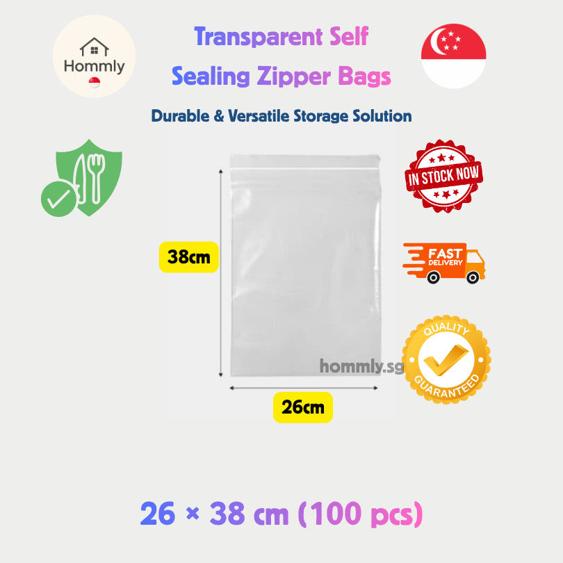 [Hommly SG Instock] Transparent Zipper Bag | Zip Bag | Zip and lock Bag | Food Storage Bag | Resealable Sealed Bag