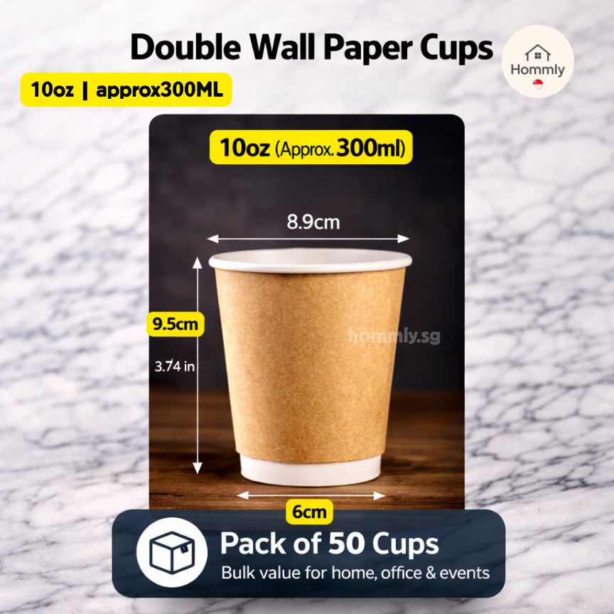 [Hommly SG Instock] 50PCS Paper Cups┃Kraft Paper Cup┃Coffee Tea Beverage Cup┃Hot Paper Cup