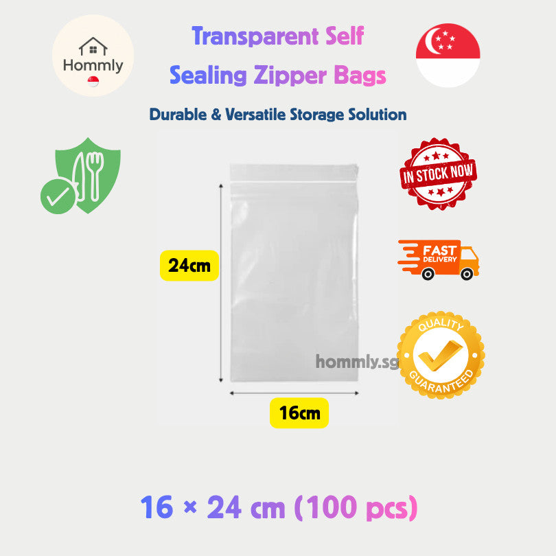 [Hommly SG Instock] Transparent Zipper Bag | Zip Bag | Zip and lock Bag | Food Storage Bag | Resealable Sealed Bag