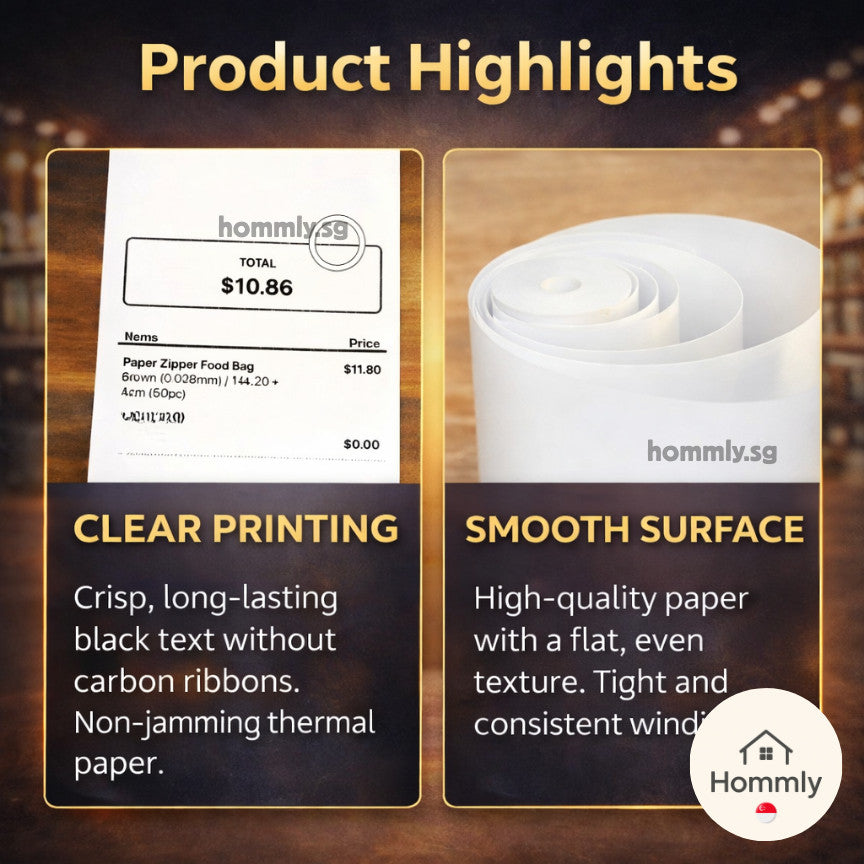 [Hommly SG Instock] Coreless Thermal Paper Roll | Receipt Paper Roll | Nets Paper roll | Thermal Roll | POS Receipt Roll