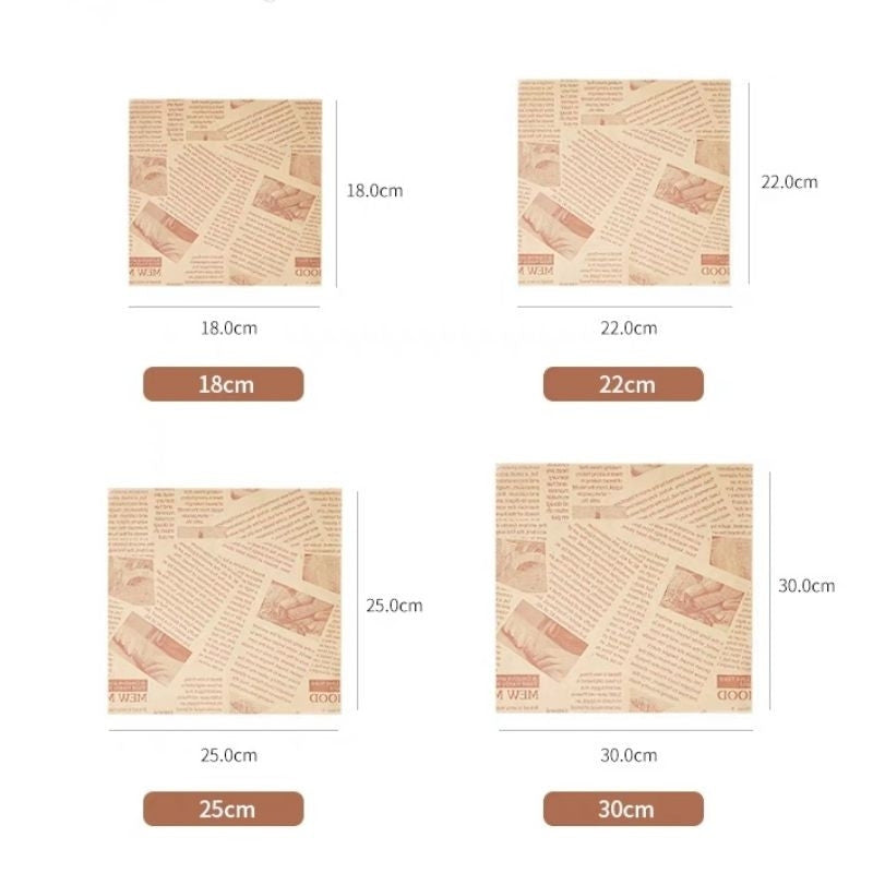 [Hommly SG Instock] 50pcs Greaseproof Paper/Oil absorbing Paper Ready Cut Precut Size/Food Packaging Paper