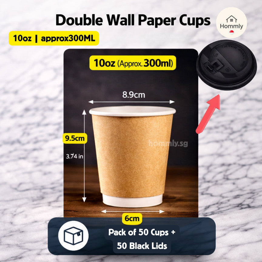 [Hommly SG Instock] 50PCS Paper Cups┃Kraft Paper Cup┃Coffee Tea Beverage Cup┃Hot Paper Cup