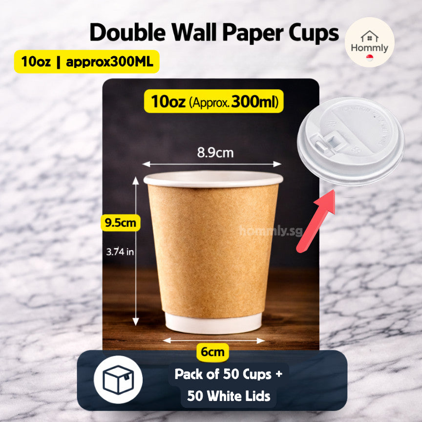 [Hommly SG Instock] 50PCS Paper Cups┃Kraft Paper Cup┃Coffee Tea Beverage Cup┃Hot Paper Cup
