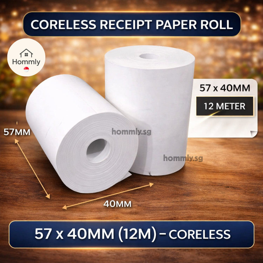 [Hommly SG Instock] Coreless Thermal Paper Roll | Receipt Paper Roll | Nets Paper roll | Thermal Roll | POS Receipt Roll