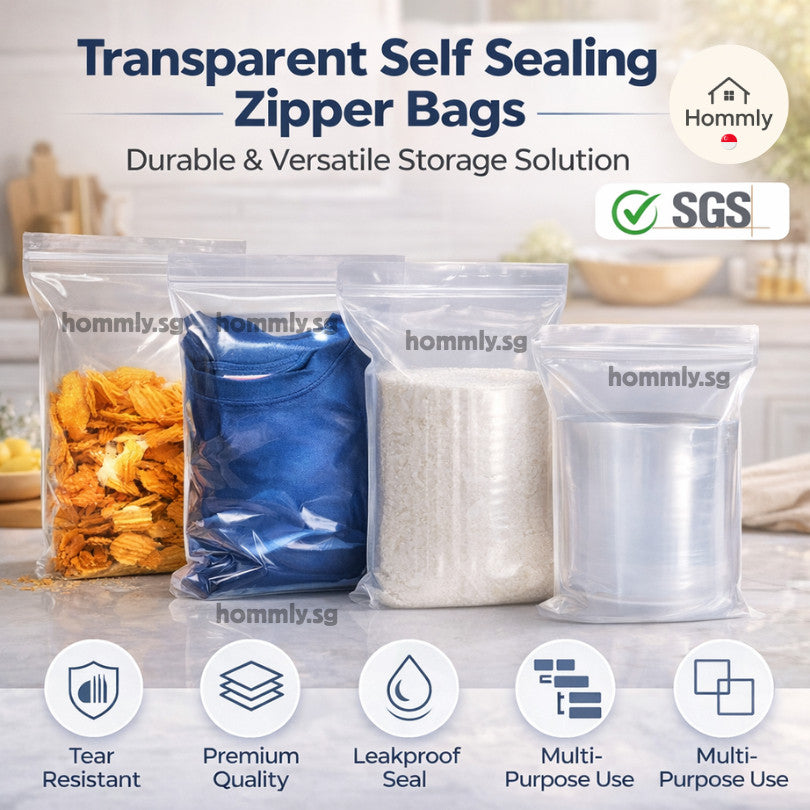 [Hommly SG Instock] Transparent Zipper Bag | Zip Bag | Zip and lock Bag | Food Storage Bag | Resealable Sealed Bag