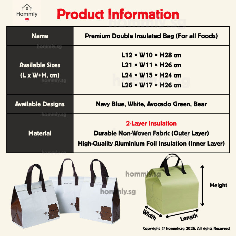 [Hommly SG Instock] Aluminum foil bag | Insulated Bag | Thermal Bag | Food Delivery Bag | Cooler bag for Frozen Food