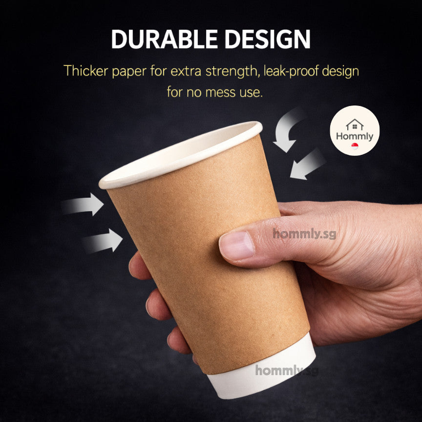 [Hommly SG Instock] 50PCS Paper Cups┃Kraft Paper Cup┃Coffee Tea Beverage Cup┃Hot Paper Cup